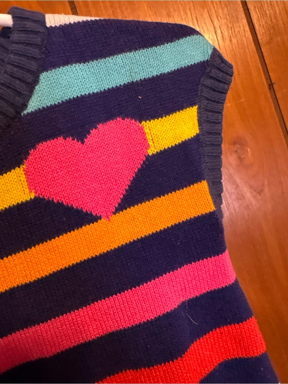Old Navy Navy Striped Knit Dress with Pink Heart